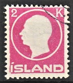 FRIMÆRKER ISLAND | 1912 - AFA 74 - Kong Frederik VIII - 2 kr. karminrosa - Stemplet